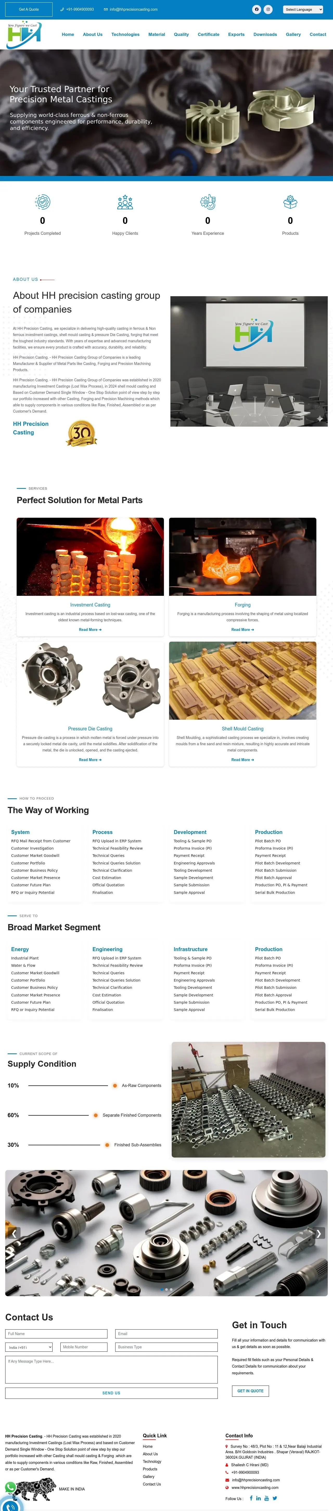 HH Precision Casting website